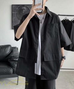 シャツ | メンズ 半袖 トップス ワイドTゆったり 無地 ライトアウター 着回し 夏新作 コーデ 白黒細身 通勤通学 XXL 日常感 大きいサイズ