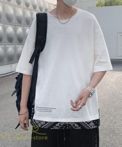 Tシャツ | Tシャツ メンズ 半袖 重ね着風 カジュアル半袖tシャツ 夏新作 メンズスタイル カットソー 上品 切り替え 2XL 大きいサイズ クルーネック 黒 白