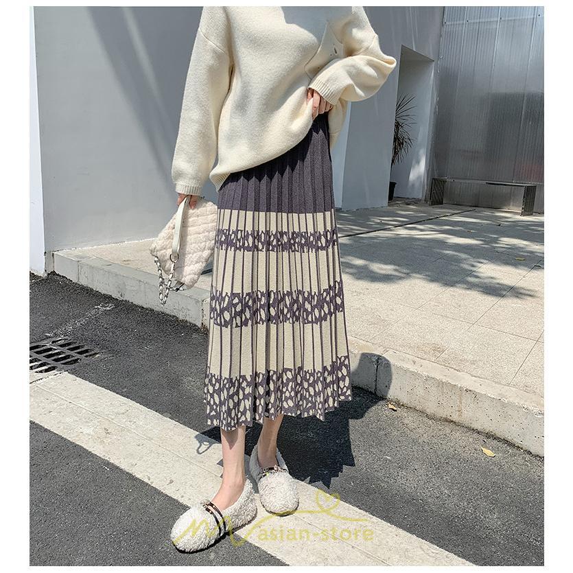 スカート | ロングウエストゴム プリーツ ロング丈 黒 グレー カーキ コーヒー レディース きれいめ 秋カジュアル 冬ニット 秋冬 オフィス