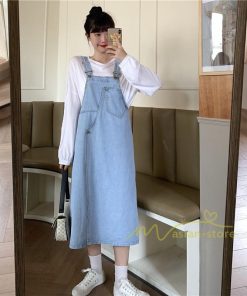 オーバーオール サロペット | レディース レディス ボトムス ジャンバースカート サロペット ロング丈 無地 20代 30代 40代 50代 上品 デニムワンピース オールインワン 体型カバー デニム