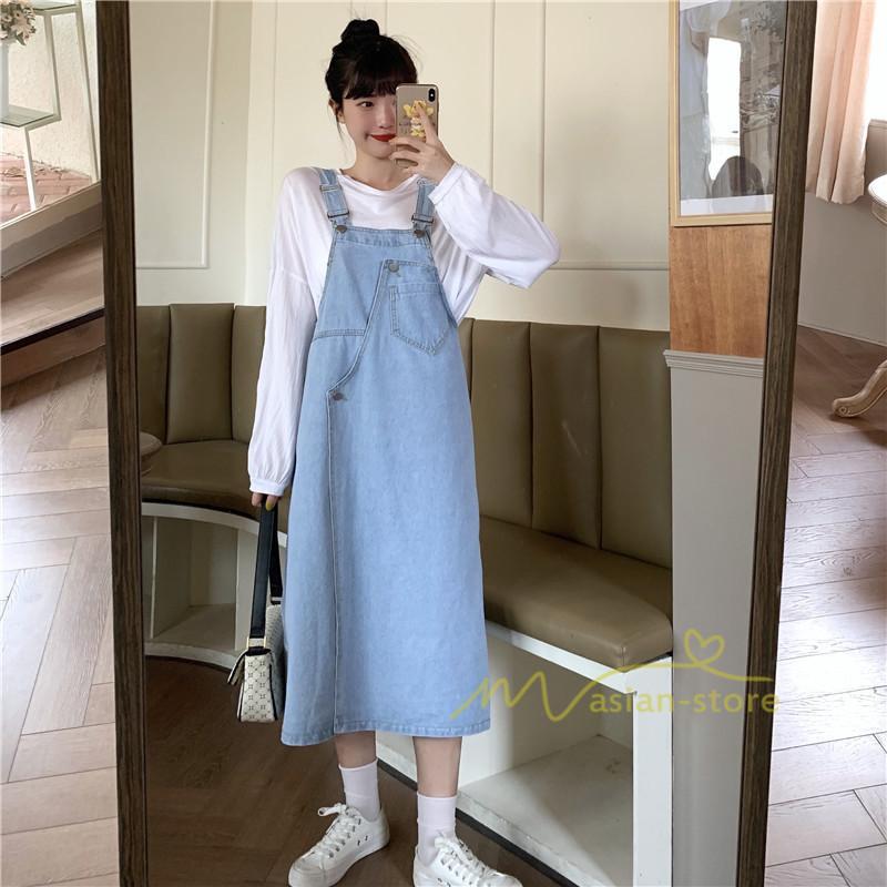 オーバーオール サロペット | レディース レディス ボトムス ジャンバースカート サロペット ロング丈 無地 20代 30代 40代 50代 上品 デニムワンピース オールインワン 体型カバー デニム