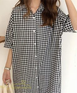 マキシ | ワンピース シャツワンピース チェック柄 可愛い マキシワンピース レディース 5分袖 春 夏 秋 20代 30代 着痩せ Aラインワンピース フリーサイズ 40代 50代