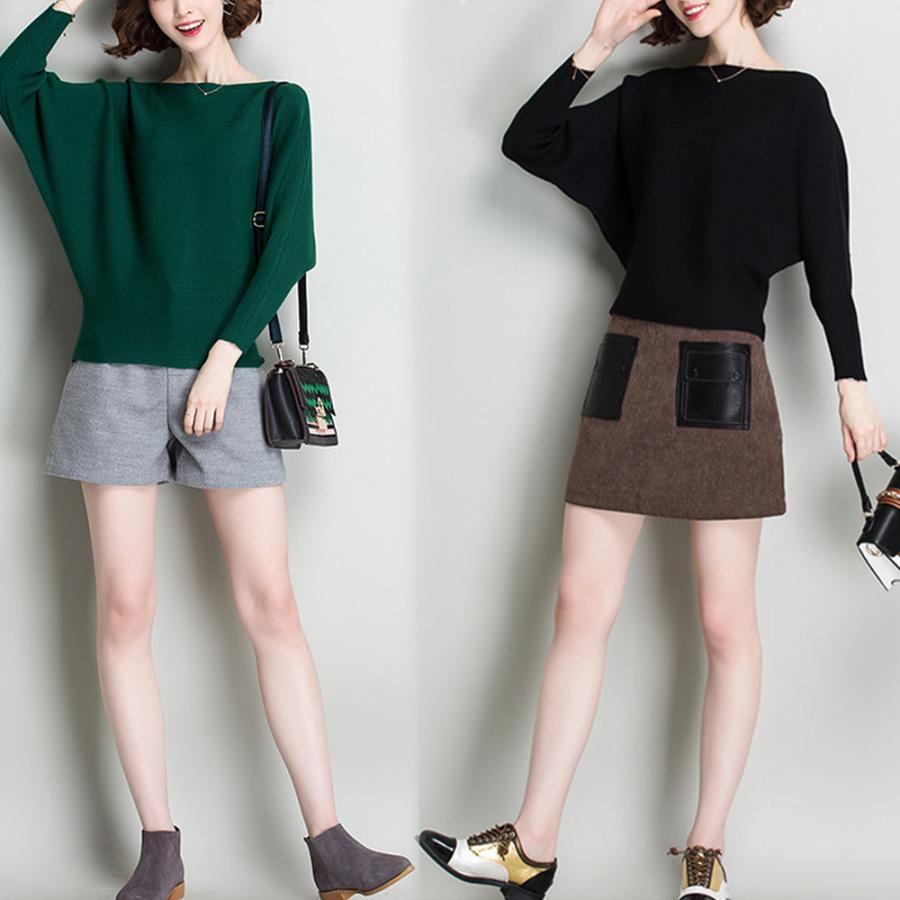 ニット・セーター | ニットトップス ボートネック長袖