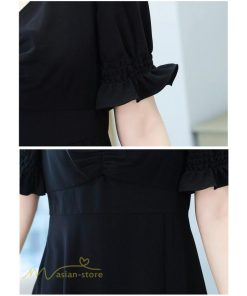 ミディアム | ワンピース レディース 着痩せ 半袖 Vネック カジュアル Aライン おしゃれ ミディアムワンピース エレガント 大きいサイズ 黒 夏 サマーワンピース 夏服 新作