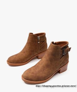 ショートブーツ | 大きいサイズ26.5cm レディース 上品 ブーツ 秋冬 春 チャンキーヒール 太ヒール シンプル ブーティー 大人 黒ブーツ サイドファスナー