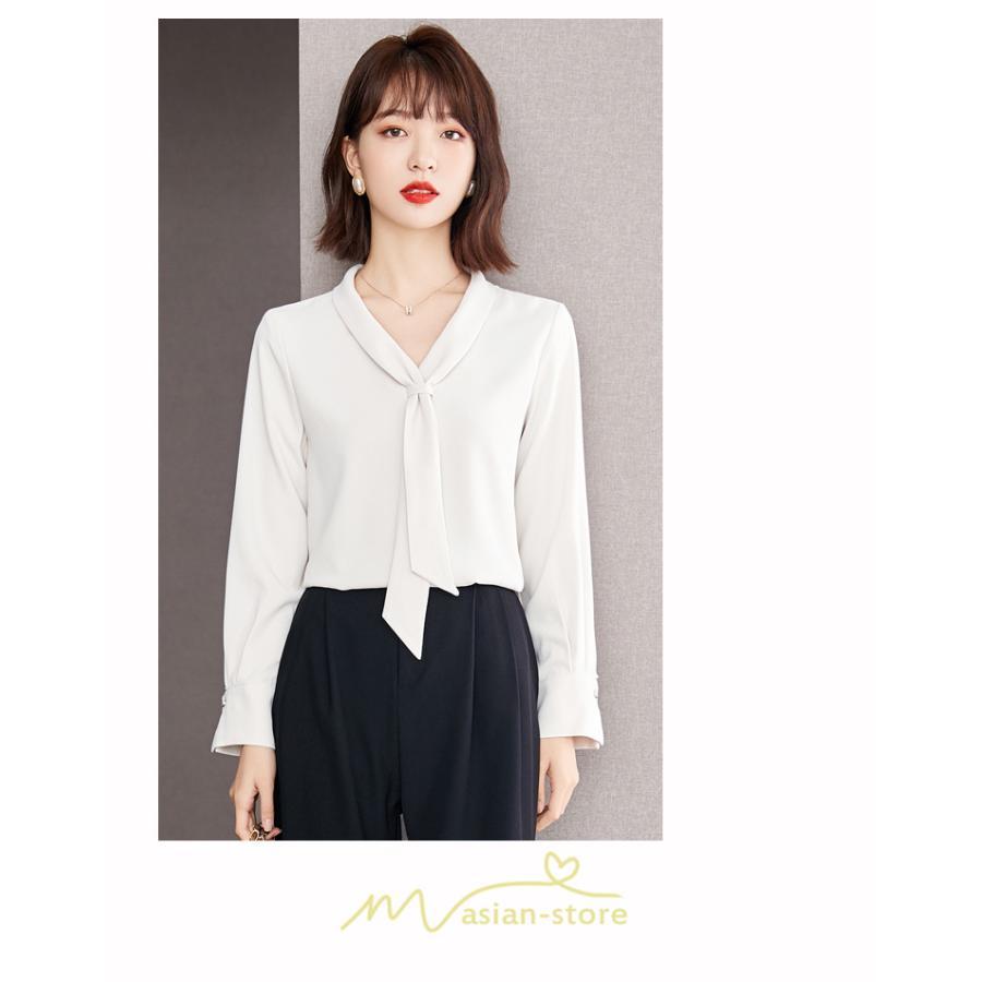 シャツ・ブラウス | ブラウス レディース 長袖 秋冬 オフィス フォーマル スーツ インナー 白 シフォン 大きいサイズ ビジネス 20代 通勤 40代 体型カバー 30代 秋服