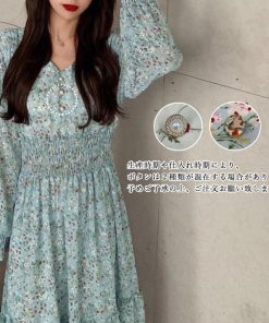 ワンピース | ウエストシャーリング花柄ロングワンピース