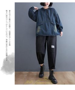 シャツ・ブラウス | デニムシャツ レディース長袖 トップス ブラウス ブルー 春 秋 カジュアル シャツ おしゃれ 可愛い マタニティ フード カジュアル 大きいサイズ 送料無料