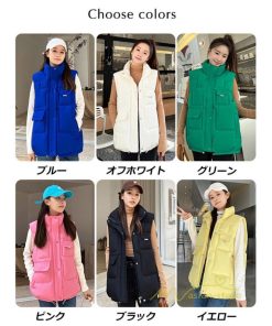 ベスト | ダウンレディース スタンドネック 中綿ノースリーブ ダウン シンプル 秋冬コーデ 50代 40代 新作 中綿 30代 20代 冬服 大きいサイズ ポケット