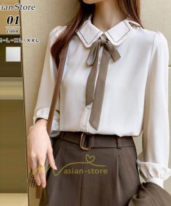 シャツ・ブラウス | ブラウス ボウタイ 長袖 レディース トップス 春秋 おしゃれ きれいめ かわいい オフィス フォーマル シンプル 通勤通学 20代30代40代 夏物 シフォン リボン付き