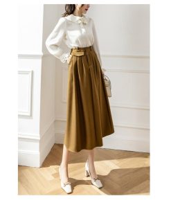 スカート | レディース ロング フレア Aライン 秋冬 ミモレ ハイウエスト 体型カバー キレイめ オシャレ フェミニン 可愛い お出かけ 着痩せ OL 通勤 通学