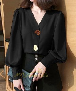 シャツ・ブラウス | シャツブラウス レディース シャツ トップス とろみシャツ 長袖 ブラウス 無地 Vネック オシャレ 着痩せ 通勤 30代 40代 20代 バルーンスリーブ OL フォーマル