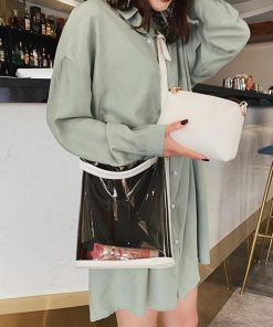 ショルダーバッグ | トートバッグ 斜めがけバッグ 2点セット ポーチ付き レディース クリアバッグ おしゃれ ビニールバッグ 大容量