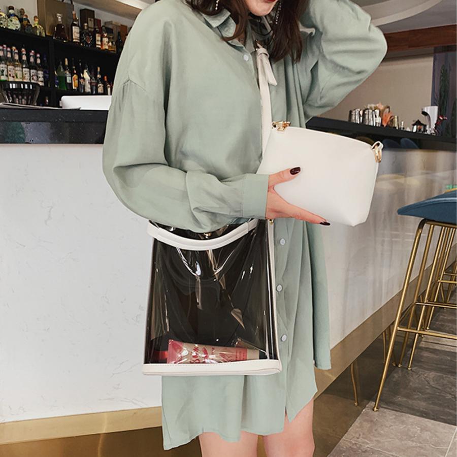 ショルダーバッグ | トートバッグ 斜めがけバッグ 2点セット ポーチ付き レディース クリアバッグ おしゃれ ビニールバッグ 大容量