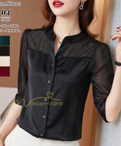 ｔシャツ・カットソー | Tシャツ レディース 7分袖 七分袖 カジュアル おしゃれ 女性用 シンプル 無地 ブラック ブラウス 通勤 フェミニン 20代30代40代50代 シフォンシャツ エレガント