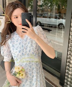 マキシ | ワンピース レディース 40代 膝丈ワンピース 春夏 半袖 通勤OL オシャレ結婚式ドレス Vネック 花柄ワンピース きれいめ お出かけ Aライン カジュアル 上品 2022