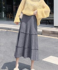 フレアスカート | カジュアル Aラインスカート ボトムス ティアードスカート レディース ニットスカート プリーツスカート体型カバー 着やせ ウエストゴム
