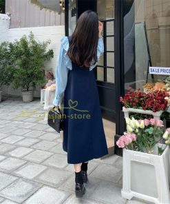 マキシ | Vネックワンピース ミモレ丈ワンピース フレア 秋 レディース 長袖ワンピ 腰着痩せ Aラインワンピース 30代40代 ドッキングワンピ エレガント 大人 通学通勤