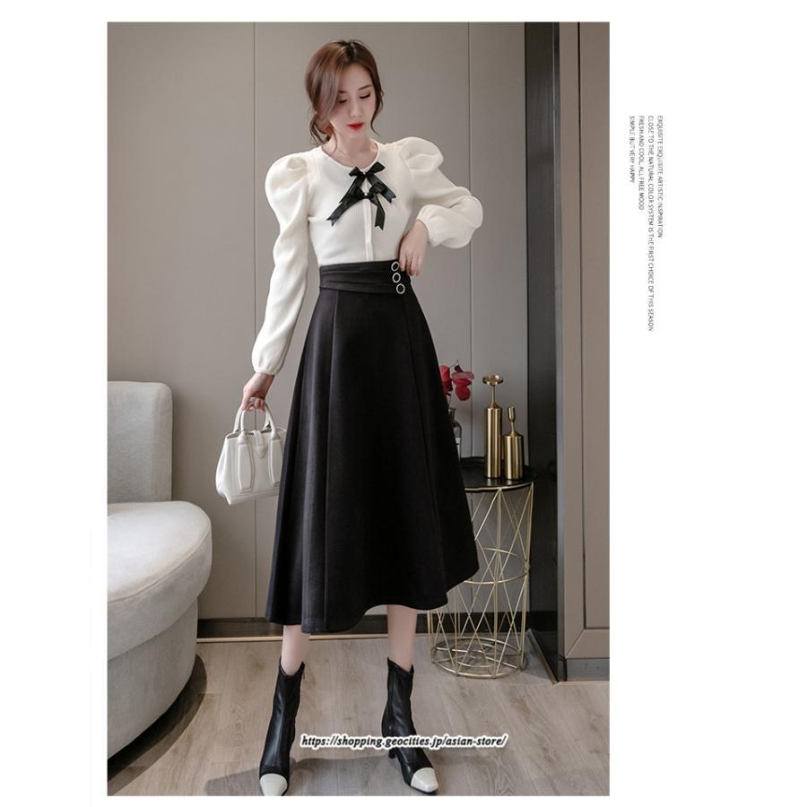 スカート | レディース ロングフレアAラインボトムス ラシャ 秋冬 暖か カジュアル お洒落 大人 可愛い 50代 30代 20代 着痩せ 40代