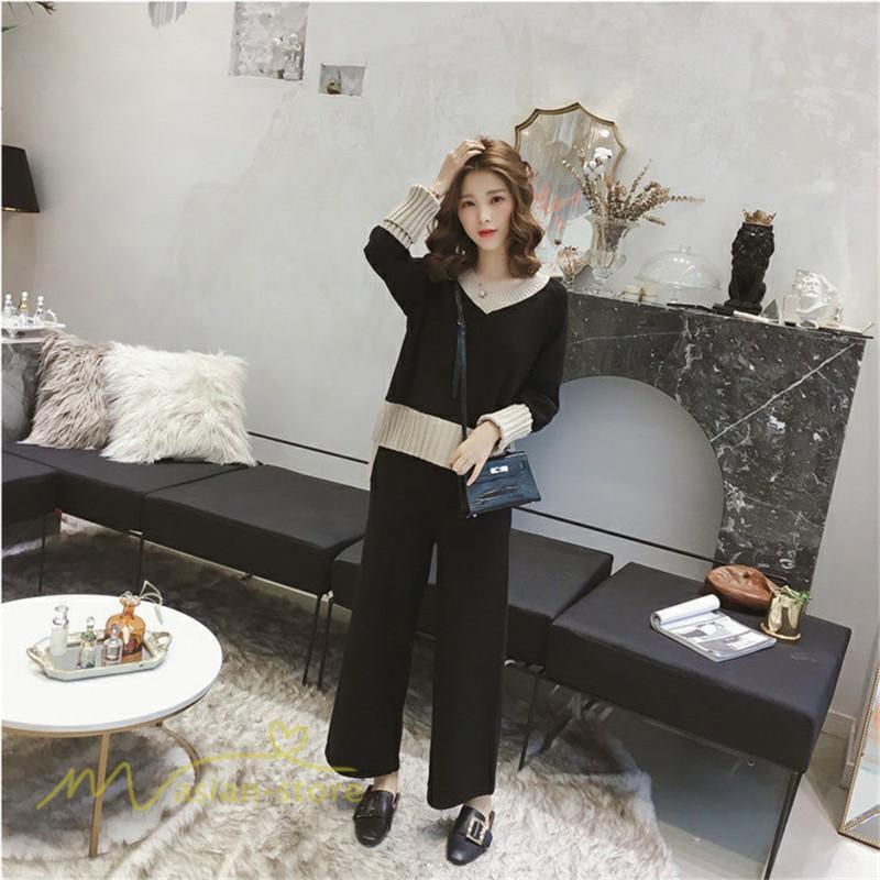 セットアップ | 2点セット ニットセーター レディース 秋 冬 長袖 セーター 上下セット かわいい 20代 30代 カジュアル 40代 ワイドパンツ 着痩せ 50代 新作