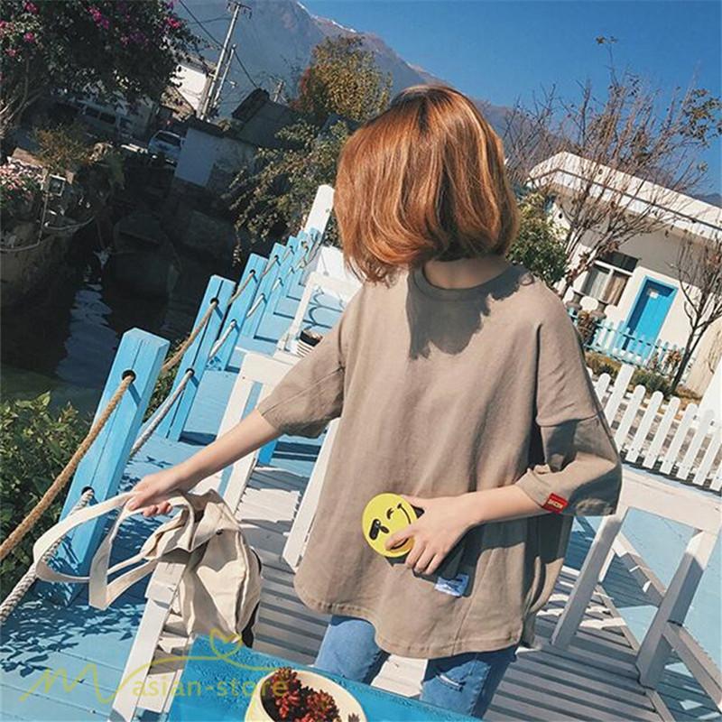 tシャツ・カットソー | Tシャツ カットソー 男女兼用 シンプル ゆったり 夏新作 サマー トップス レディース メンズ クルーネック おしゃれ 4色 黒 ピンク 白 カーキ 大きいサイズ