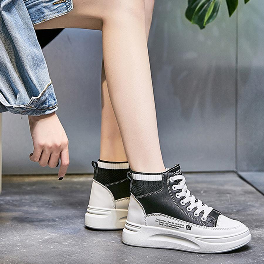 ショートブーツ | 厚底 シューズ スニーカー プラット 韓国風 おしゃれ ハイカット 靴スポーツ 履きやすい 疲れない レースアップ レディース