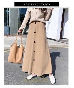 スカート | Aラインレディース マキシロング マキシ プ 着痩せ 秋冬 お呼ばれ トレンド お出かけ 通勤 リゾート 通学 ウェストゴム　ニット