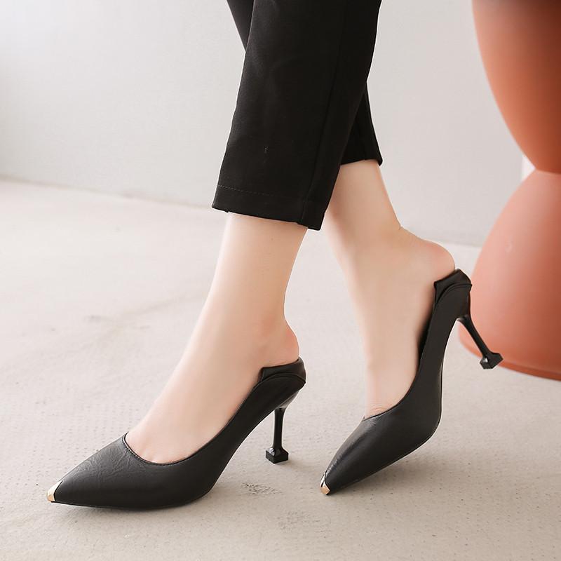 パンプス | ポインテッドトゥピンヒール 紐なし スリップオン ミドルヒール 黒 柔らか 滑り止めソール シューズ 30代40代 レディース 靴 オフィス