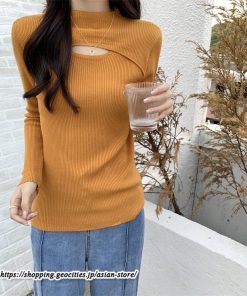 ニット・セーター | カットソー ニット レディース リブニット 長袖 秋冬 春 トップス スリム ストレッチ インナー 無地 着痩せ 長袖ニット 長袖カットソー 通学通勤 プルオーバー
