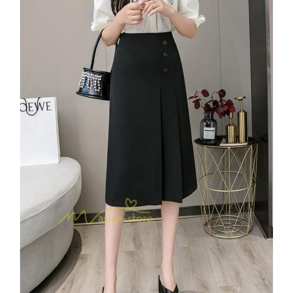 スカート | タイトボタン 膝下 ミディアム丈 ミモレ丈 キレイめ プリーツ通勤通学 ビジネス OL オフィス 春夏秋 2022新作 20代30代40代 着回し 無地人気