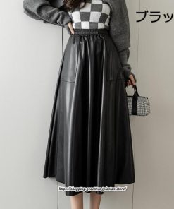 スカート | ロングレザープリーツAライン秋 冬 レディース ロング丈 着痩せ 20代 30代 40代 送料無料 50代 2022年