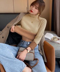 ニット・セーター | 裏起毛ハイネックニットトップスレディース