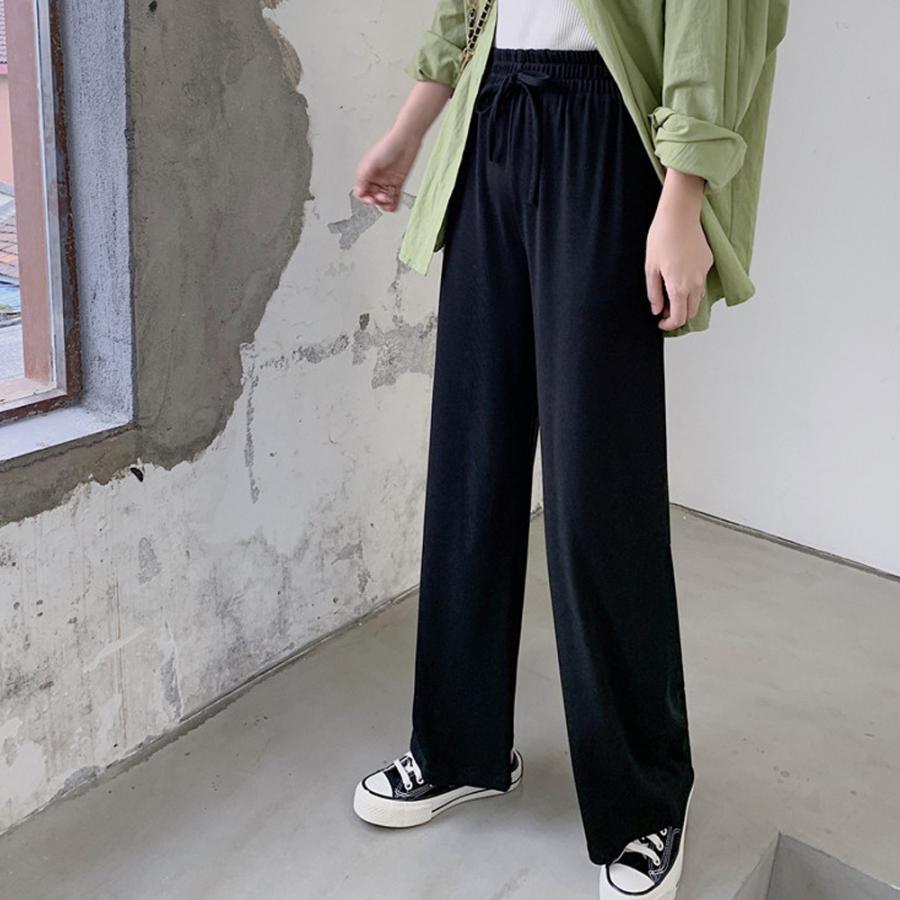ワイドパンツ | ハイウエスト レディース ストレートパンツ 接触冷感 ロングパンツ ハイウエストサマーパンツ リラックスパンツ