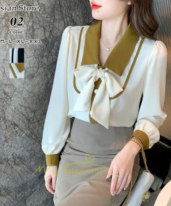 シャツ・ブラウス | ブラウス レディース 長袖 ブラウスシャツ ボウタイ フォーマル チュニック 大人 春 夏 春夏 フォーマル スーツ トップス 20代 ママ 母 30代 リボン付き OL