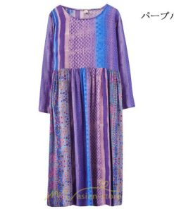 マキシ | ワンピース ルームウェア コットン 部屋着 大きいサイズ 秋 ゆったり 体型カバー 着痩せ レディース 可愛い　ゆったり ロング 外出 ぽっちゃり 長袖