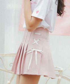 スカート | プリーツミニサマー夏服 リボン付き 可愛い 裏地付き 安全性 女の子