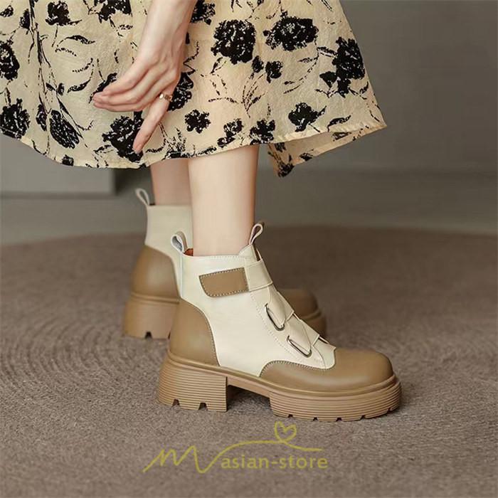 ショートブーツ | レディース 歩きやすい ワークブーツ 楽チン 痛くない ラウンドトゥ 美脚 厚底 カジュアル 通勤 通学 旅行 50代 30代 お出かけ 40代 20代