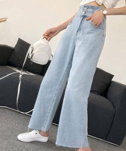 デニム | パンツ ハイウエスト ジーパン ワイドパンツ 薄手 ストレート レディース 切りっぱなし 春夏