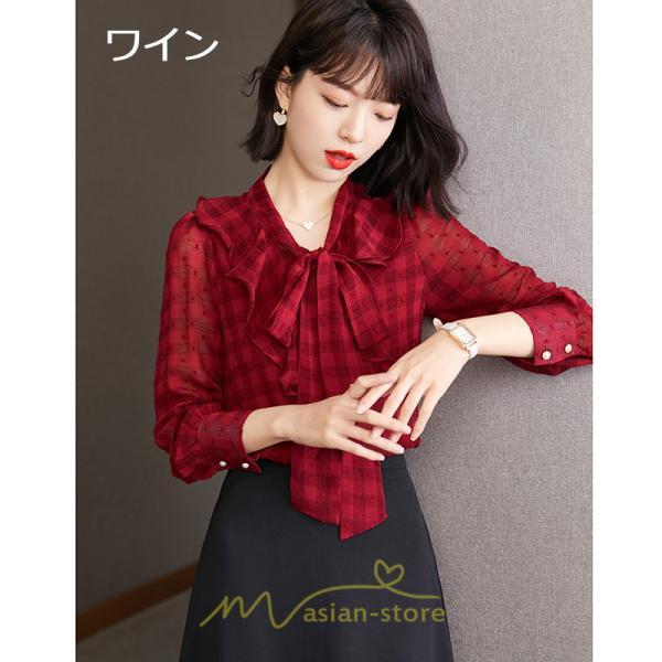 シャツ・ブラウス | シャツ ブラウス 春 秋 冬 シフォン 長袖 レディース フォーマル 通勤 OL オフィス ビジネス カジュアル リボン 綺麗 可愛い おしゃれ 高級感 キレイめ