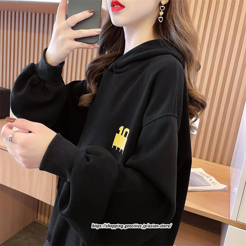 パーカー | レディース 秋 長袖 体型カバー スウェット トレーナー プルオーバー 厚手 後ポケット外し可 トップス 50代 40代 春 30代 おしゃれ 20代 フード