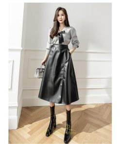 スカート | ロング秋冬 レディース フレア Aライン スリット 上品 フェミニン レザーかっこいい 通勤 OL キレイめ オフィス カジュアル