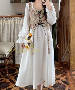 マキシ | フェイクワンピース 秋 レディース 30代40代ワンピース 長袖ワンピース レイヤード風ワンピース Aラインワンピース かわいい お呼ばれ 腰着痩せ 美ライン