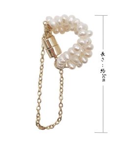 その他アクセサリー | フェイクパール イヤリング きれいめ レディース 韓国ファッション チェーン イヤーカフ キャッチ 片耳用 アクセサリー マグネット