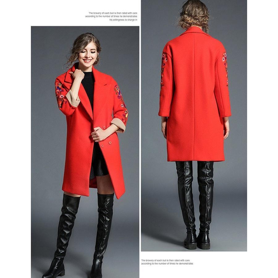 チェスターコート | コート レディースコート アウター ロング丈 刺繍 ロングコート 花柄 ゆったり 大人 上品 オフィス 通勤 長袖 お洒落 大きいサイズ