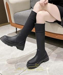 ロングブーツ | レディース ブーツ 厚底 歩きやすい 痛くない 定番 カジュアル 人気ブーツ ファスナー 黒 ブラック 美脚 おしゃれ オフホワイト 白 ブラウン