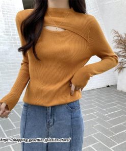 ニット・セーター | カットソー ニット レディース リブニット 長袖 秋冬 春 トップス スリム ストレッチ インナー 無地 着痩せ 長袖ニット 長袖カットソー 通学通勤 プルオーバー