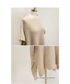 ニット・セーター | ニット レディース セーター 秋冬 春 トップス マント ポンチョ 重ね着風 大人 無地 ニットセーター 上品 サイドスリット プルオーバー ゆったり カジュアル