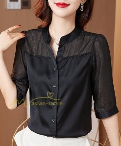 ｔシャツ・カットソー | Tシャツ レディース 7分袖 七分袖 カジュアル おしゃれ 女性用 シンプル 無地 ブラック ブラウス 通勤 フェミニン 20代30代40代50代 シフォンシャツ エレガント