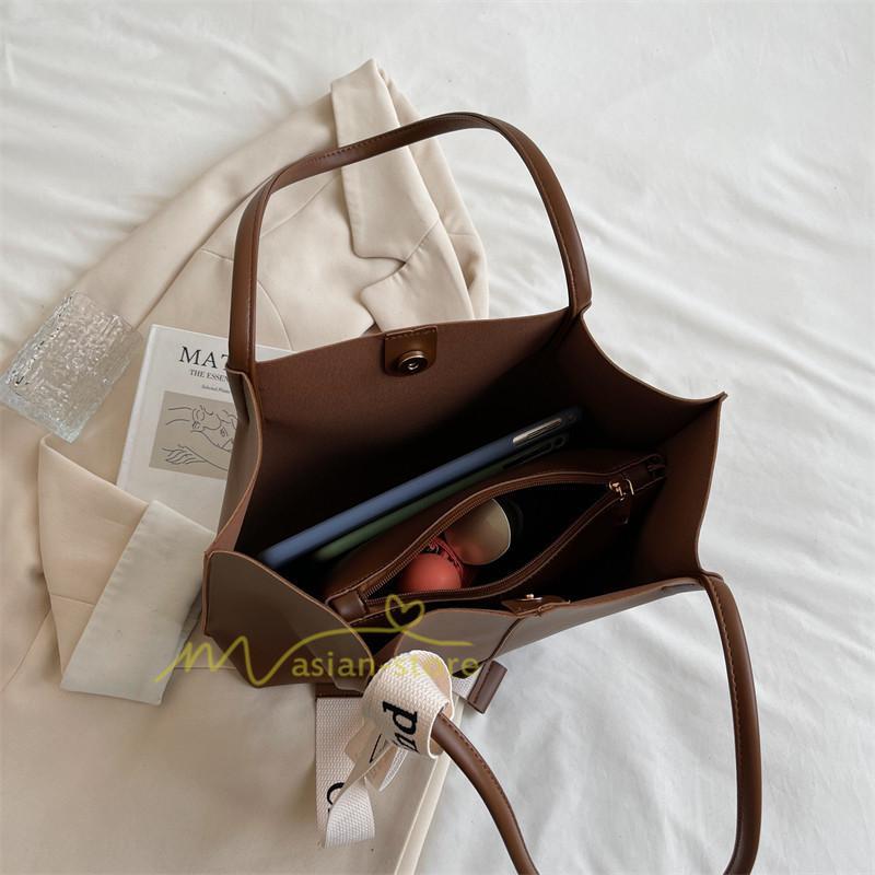 女性用バッグ | トートバッグ レディース A4 大容量 手提げ 鞄 おしゃれ PUレザー 通勤通学 無地 シンプル オフィス 上品 20代30代40代 お出かけ ビジネスバッグ ポーチ付き