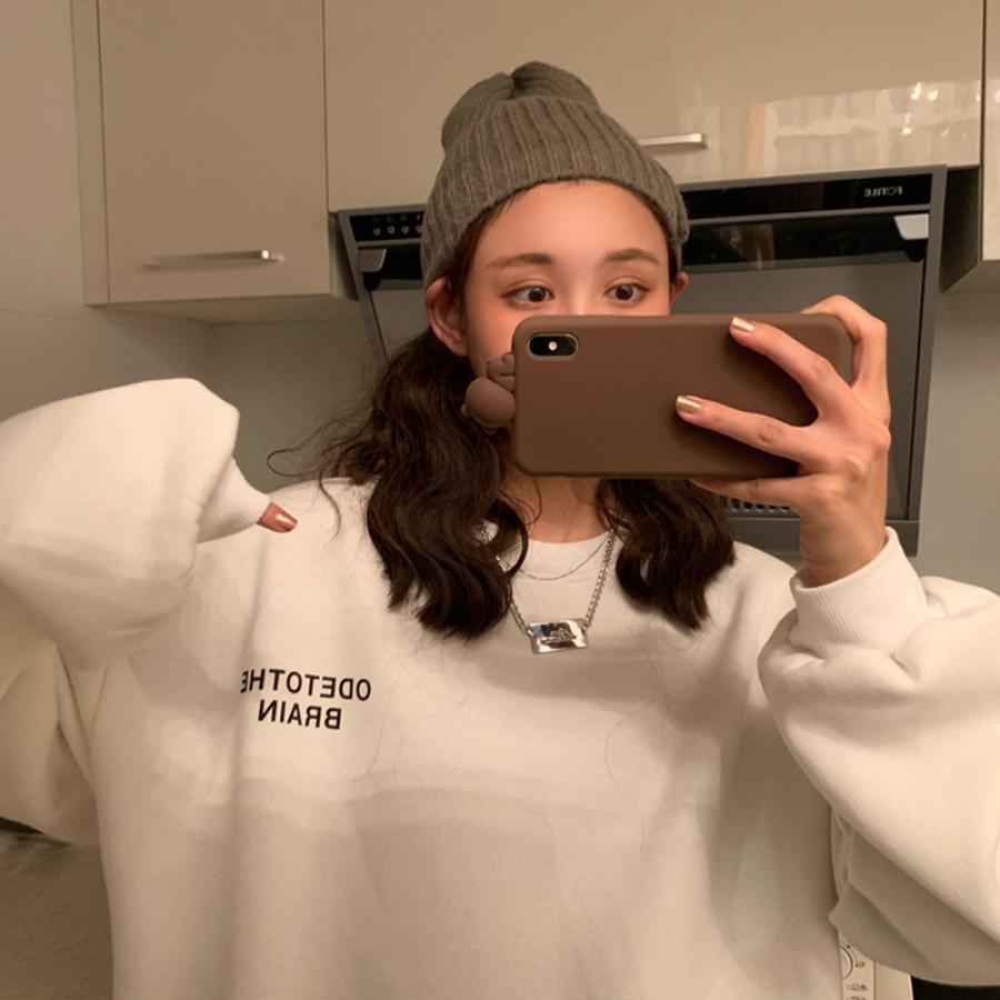 パーカ | 裏起毛 オーバーサイズ プルオーバー 体型カバー 長袖 トップス トレーナー スウェット レディース